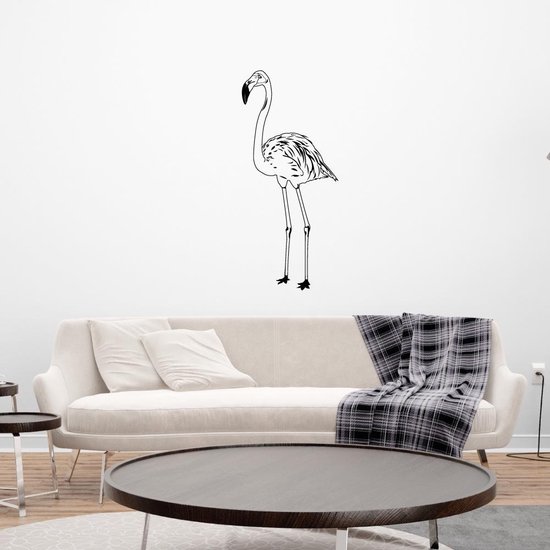 Muursticker Flamingo - Zwart - 35 x 80 cm - slaapkamer woonkamer dieren