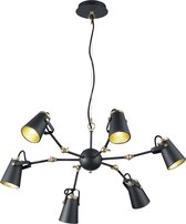 LED Hanglamp - Trion Edwy - E14 Fitting - 6-lichts - Rond - Mat Zwart - Aluminium - BES LED