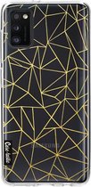 Casetastic Samsung Galaxy A41 (2020) Hoesje - Softcover Hoesje met Design - Abstraction Outline Gold Transparent Print