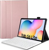 Bluetooth Toetsenbord geschikt voor Samsung Galaxy Tab S6 Lite Toetsenbord & Hoes - QWERTY Keyboard case - Auto/Wake functie - Rosé-Goud