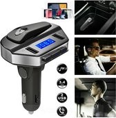 LuxeBass Draadloze FM Transmitter met Bluetooth Headset - Auto Carkit met USB Poort oplader en LED Scherm - Autolader met Micro SD en AUX input - Handsfree Bellen - Muziek Streamen