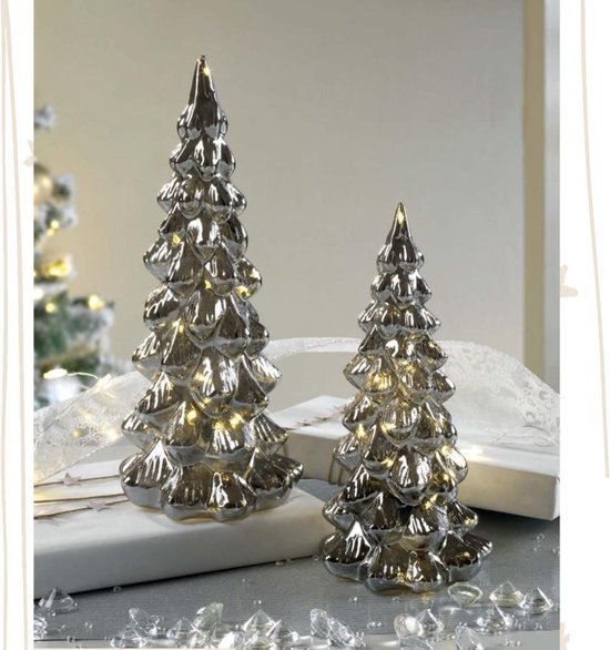 Mascagni - Glazen kerstboom met LED-verlichting formaat 11 x hoogte 26 cm -  0S C968 | bol.com
