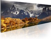 Schilderijen Op Canvas - Schilderij - Mountain landscape before a storm 120x40 - Artgeist Schilderij