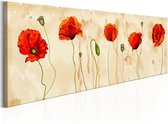 Schilderijen Op Canvas - Schilderij - Tears of Poppies 135x45 - Artgeist Schilderij