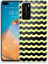 Coque Téléphone pour Huawei P40 Housse en Cuir Etui de Protection Waves Jaune