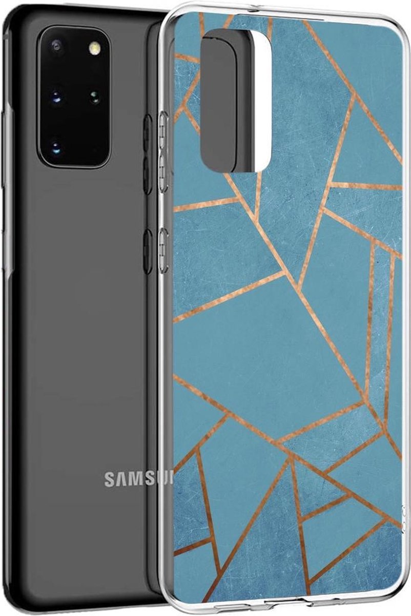 iMoshion Hoesje Geschikt voor Samsung Galaxy S20 Plus Hoesje Siliconen - iMoshion Design hoesje - Blauw / Meerkleurig / Goud / Blue Graphic