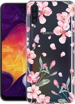 iMoshion Hoesje Geschikt voor Samsung Galaxy A30s / A50 Hoesje Siliconen - iMoshion Design hoesje - Roze / Transparant / Blossom Watercolor
