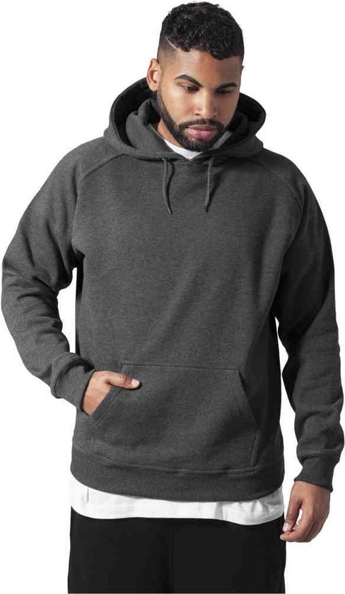 Urban Classics Blank Hoody Heren Trui met capuchon - houtskool - XXL