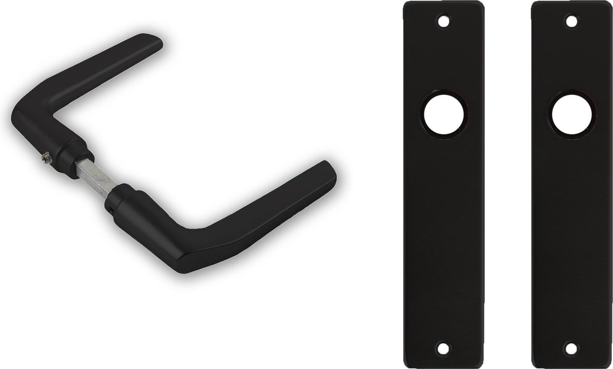 kijk in Paard Zeebrasem 1x deurkrukset / deurgarnituur zwart met zwarte deurklinken en deurschilden  - deurkruk... | bol.com