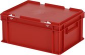 Stapelbak met deksel - Opbergbox - 400x300xH190mm - rood