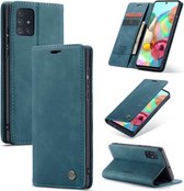 CASEME - Samsung Galaxy A71 Retro Wallet Case - Blauw
