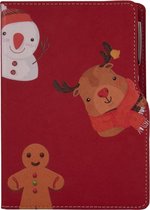Biggdesign Rood Gemberkoek Man notitieblok, harde kaft, zakorganizer, gestreept ongedateerd blad, metalen rollerpen, 13x21 cm
