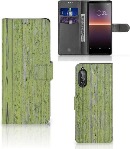 Wallet Case Sony Xperia 10 II Telefoon Hoesje Green Wood