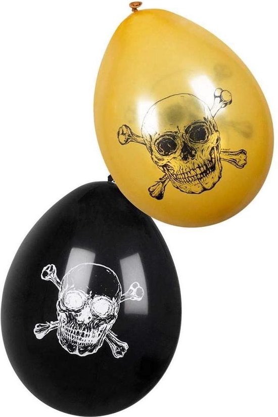 Boland - Decoratie - Piraten Latex Ballonnen Doodskop 25cm 6 stuks