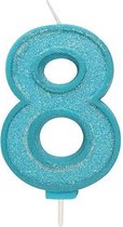 Sparkle Blue Numeral Candle 8