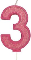 Sparkle Pink Numeral Candle 3