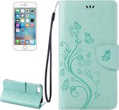 Voor iPhone 8 & 7 Pressed Flowers Horizontal Flip Leather Case met houder & kaartsleuven & portemonnee (groen)