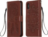 Voor iPhone X / XS Dream Catcher afdrukken Horizontale flip lederen tas met houder & kaartsleuven & portemonnee & lanyard (bruin)