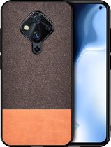 Voor Vivo S1 Pro (Indiase versie) Schokbestendige splitsing PU + doektextuur PC + TPU beschermhoes (bruin)