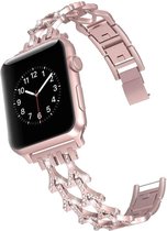 Apple Watch 44MM / 42MM Bandje Diamant Design RVS Armband Roze Goud