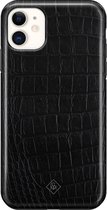 iPhone 11 rondom bedrukt hoesje - Black croco | Apple iPhone 11 case | zwart | Luxe telefoonhoesje | Extra sterk