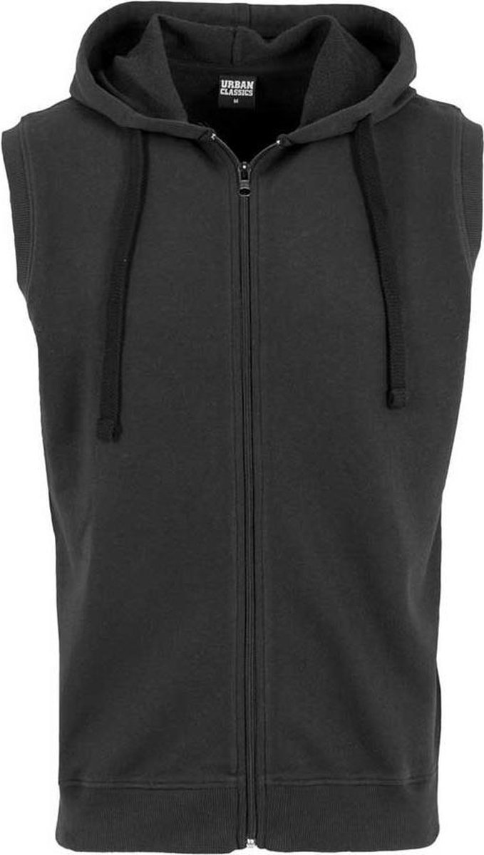 Urban Classics Sleeveless Terry Zip Hoodie Heren Vest met capuchon S Zwart
