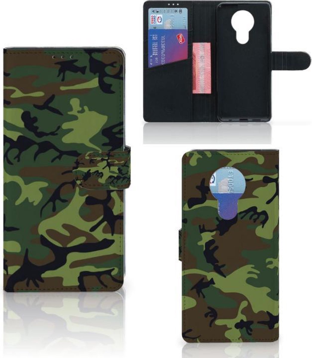 Boekhoesje voor Nokia 5.3 Telefoon Hoesje Army Dark