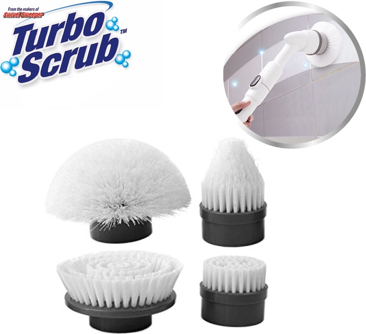 Kit de recharge Turbo Scrub 4 brosses supplémentaires pour le Turbo Scrub  Basic et Pro | bol.com