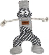 Ebi hondenknuffel Funky monkey squeaker & rope Grijs/wit 14x44CM