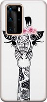 Huawei P40 Pro hoesje siliconen - Giraffe | Huawei P40 Pro case | goudkleurig | TPU backcover transparant