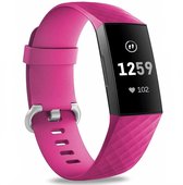 Fitbit Charge 3&4 silicone band - fel roze - Maat: L