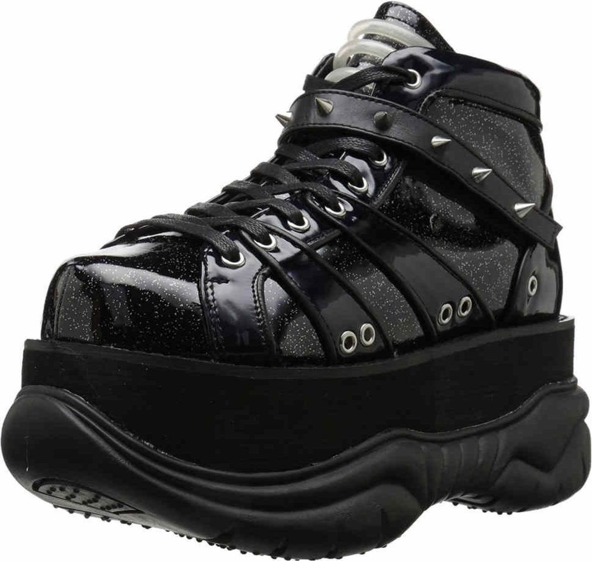 Neptune-100 glitter unisex plateau sneakers met spikes zwart - (EU 38 \u003d US  6) - Demonia | bol.com