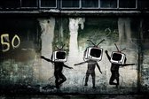 BANKSY Tv Heads Canvas Print