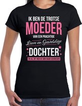 Trotse moeder / dochter cadeau t-shirt zwart voor dames - verjaardag / Moederdag - cadeau / bedank shirt S