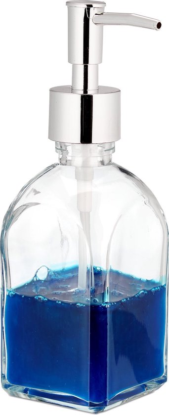 Relaxdays zeepdispenser glas - - zeeppompje - zeeppomp zeep dispenser - 220 ml |