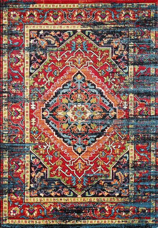 Vintage Marrakech Vloerkleed Zwart / Multi Laagpolig - 160x230 CM
