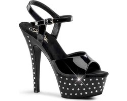 Pleaser - STARDUST-609 Sandaal met enkelband, Paaldans schoenen - Paaldans schoenen - 36 Shoes - Zwart