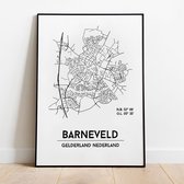 Barneveld city poster, A3 zonder lijst, plattegrond poster, woonplaatsposter, woonposter