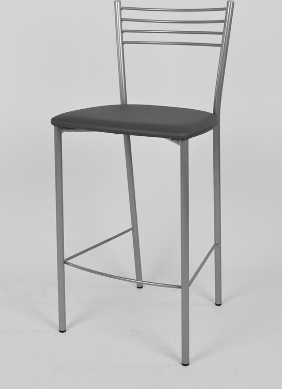 Foto: Tommychairs elena eetkamerstoelen set van 2 aluminium donker grijs kunstleer