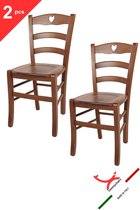 Tommychairs Cuore - Eetkamerstoelen - Set van 2 - Licht Walnoot - Hout