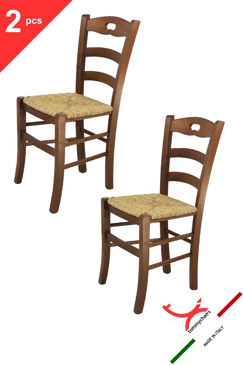 Tommychairs Savoie - Eetkamerstoelen - Set van 2 - Licht Walnoot - Rotan