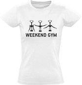 Weekend gym dames t-shirt wit | funny | cadeau | festival | maat S