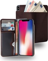 Azuri walletcase with cardslots and money pocket - bruin - voor iPhone X/Xs