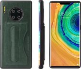 Voor Huawei Mate 30 Pro Fierre Shann Volledige dekking PU lederen beschermhoes met houder en kaartsleuf (groen)