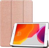 Voor iPad 10.2 Custer Texture Horizontal Flip Smart PU lederen tas met slaap / waakfunctie en drievoudige houder (rosÃ©goud)