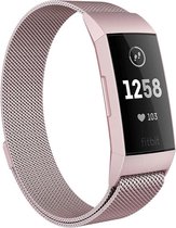 Shop4 - Geschikt voor Fitbit Charge 4 Bandje - Small Metaal Roze