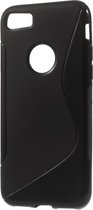 Shop4 - iPhone SE (2022) / SE (2020) / 8 / 7 Hoesje - Zachte Back Case S Shape Zwart