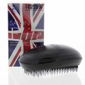 Zwarte Tangle Teezer Salon Elite borstel naast de verpakking met de Britse vlag.