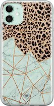 iPhone 11 hoesje siliconen - Luipaard marmer mint | Apple iPhone 11 case | TPU backcover transparant