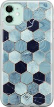 iPhone 11 hoesje siliconen - Blue cubes | Apple iPhone 11 case | TPU backcover transparant